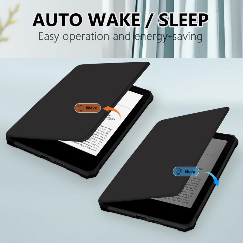 FUWANG Case for Kindle 6 inch 2024 and 2022 Releases Only (11 Generation) - Ultra Slim Lightweight Premium PU Leather Folio Cover with Auto Wake/Sleep Fits Kindle 6'' 11th Generation 2024/2022 Black - Image 4